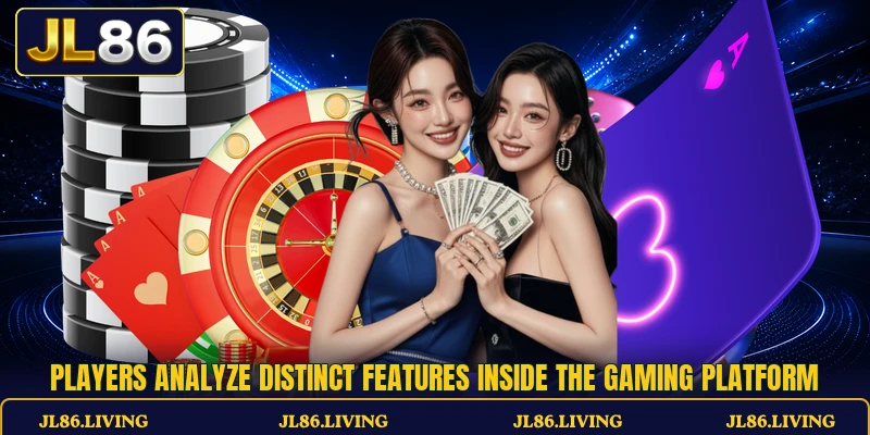 Players analyze distinct features inside the gaming platform Players analyze distinct features inside the gaming platform